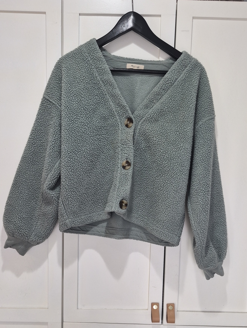 Madewell Sage Green Teddy Sherpa Button Jacket